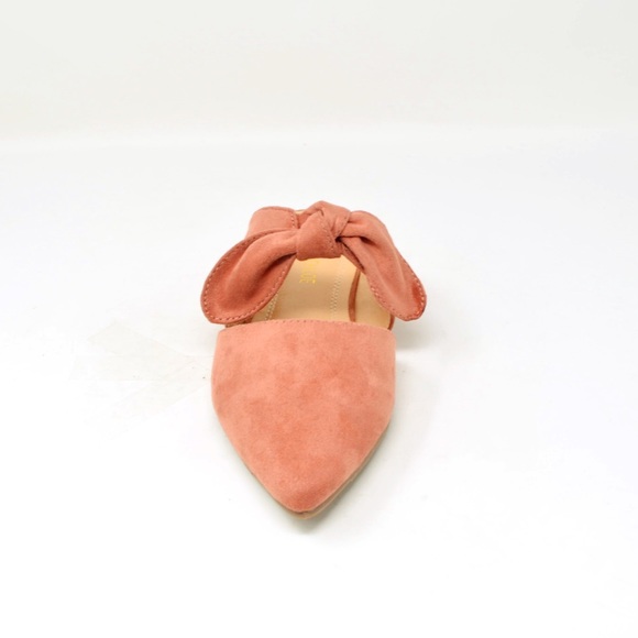 ⭐️ WOMENS POINTY TOE MAUVE SUEDE BOW FLATS - Picture 2 of 3